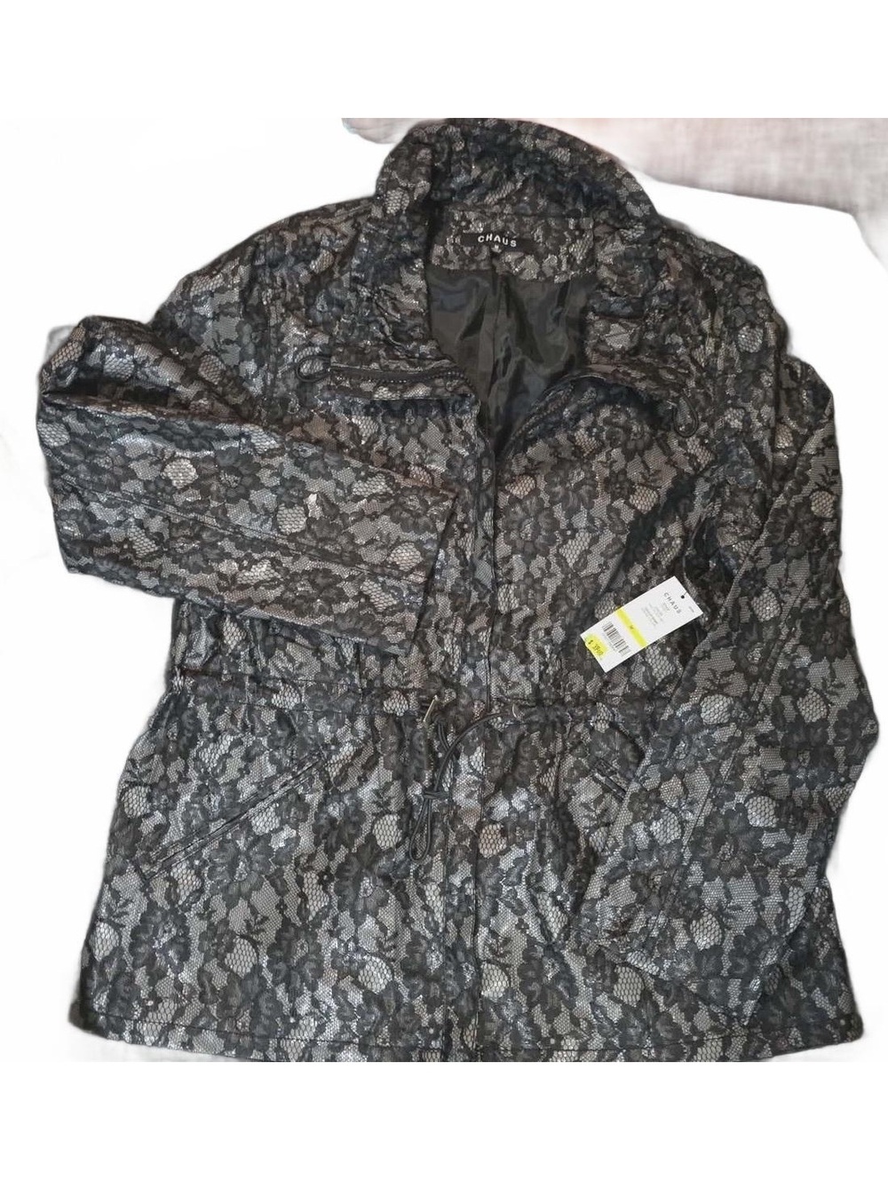 Chaus Women's Black Lace Print Jacket Medium